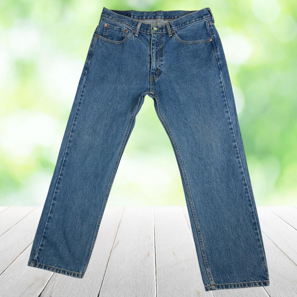 LEVIS 505 Jeans Straight Leg Regular Fit Medium Wash Blue Denim Fits 36x29